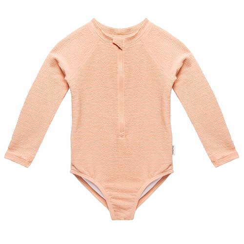 Gerber Baby and Toddler Girls Long Sleeve Swimsuit, Peach, 3T - image 1