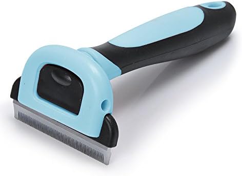 CELEMOON Pet Grooming Brush Deshedding Tool with 2-inch Wide Stainless Steel Safety Blade Especially for Small and Medium Dogs / Cats with Short to Long Hair (Blue)