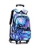 Schulgeschenk Trolley Tasche Schulrucksack Rucksack mit Rollen Schultasche Rollen Kinder Mädchen Junge Kinderrucksack Galaxy