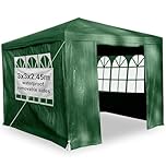Gr8 Garden 3x3m Gazebo Tent with Removable Sides | Outdoor Waterproof Party Tent Canopy | Garden Marquee Shelter for BBQ, Festival, Camping & Beach | Camping Tent Awning Shade l Green