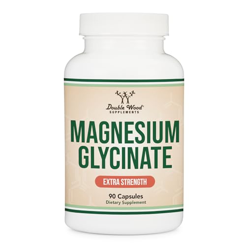 Magnesium Glycinate Extra Strength - 120mg of Elemental Magnesium per Capsule - 90 Capsules (Vegan Safe Third Party Tested Gluten Free Non-GMO) by Double Wood Supplements