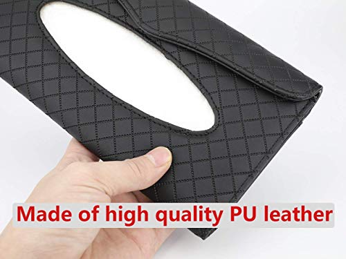 Image of Car Tissue Holder, Sun Visor Tissue Holder, Car Visor Napkin Holder, PU Leather Backseat Tissue Case for Car /Truck (Black)