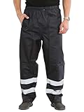 kraftd Mens Hi Vis Safety Over Trouser Waterproof Rain Trousers Work High Viz Visibility Pants Navy