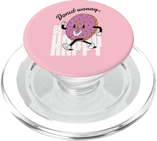 Cómic Kawaii retro vintage de Donut Worry Be Happy, rosa PopSockets PopGrip para MagSafe