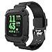 MOTEEV Compatible for Fitbit Versa & Versa Lite Bands and Case, [Rugged Pro] Resilient Protective Case with Replacement Wristband Strap for Fitbit Versa (Black +Black)