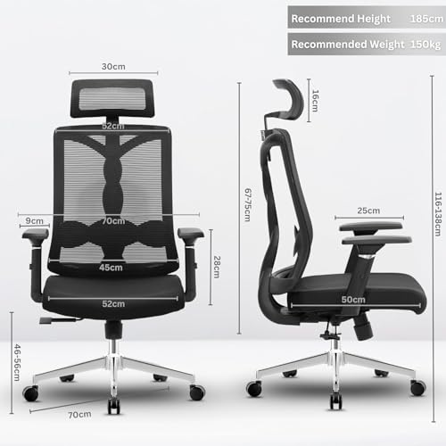 Image of Spiralflex Ergonomic Office Chair for Work | Multi-Lock Synchro Tilt Mechanism | 4 Year Warranty | 3D Armrest | Adjustable Lumbar (Grey, 3 Position Lock)