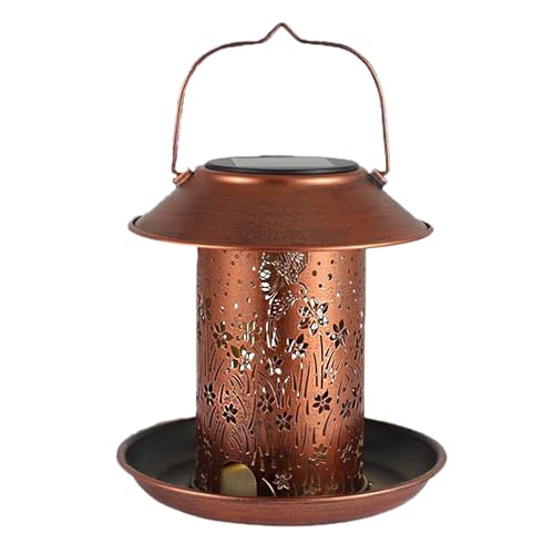 Solar Bird Feeder ? 16x24.1cm Waterproof Metal Backyard Lantern, Hollow Wild Bird Feeders | Decorative Garden Patio Balcony Lawn