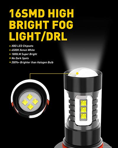 Image of AUXITO H10 9140 9145 LED Fog Light Bulbs Max 80W High Power Extremely Bright 6500K Xenon White LED Bulbs Replacement for Fog Light or DRL,Pack of 2