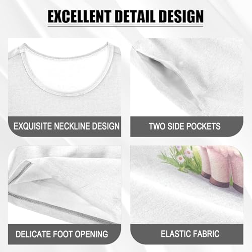 Llama Daisies White Pajama Set Short Sleeve Summer Pajamas Shorts Sets PJ Clothes Set Soft 5Y4