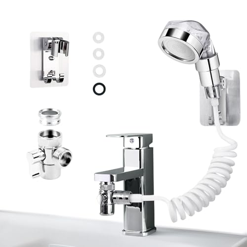 Ducha Higienica para WC, Grifo Bidet para WC Portatil Kit de Rociador de Mano con Adaptador y Manguera de 1.5m Extensible Soporte Ducha Bidet Para Baños y Cocinas, 1 Piezas