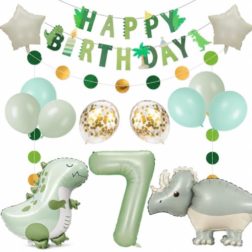 7歳 恐竜 誕生日 飾り付け 男の子 女の子 大人 7歳 恐竜 誕生日バルーン HAPPY BIRTHDAY ガーランド シンプル 装飾 キッズバースデーキット お祝い 写真撮影