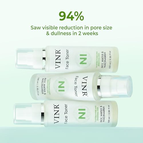 Image of VINR 10% Niacinamide & 1% Hylauronic Acid Rice Water Face Toner Pore Tightening & Glowing Skin Oil Control | Hydrating Facial Toner for Acne-Prone, Sensitive & All Skin Types | Women & Men -300ml (Pack of 3 )