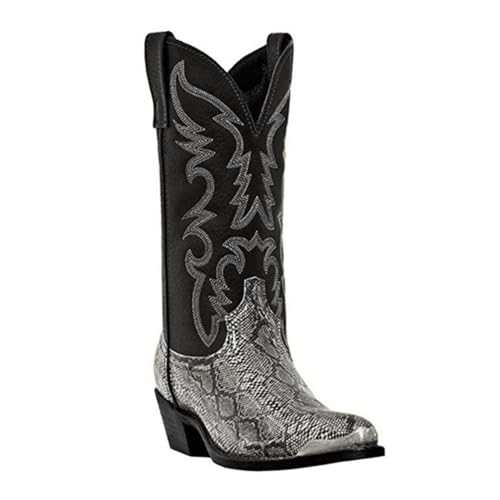 Mens Western Boots Steel Toe Pointed Toe Boots Pull On Work Leather Cowboy Boots for Men Party Dress Boots