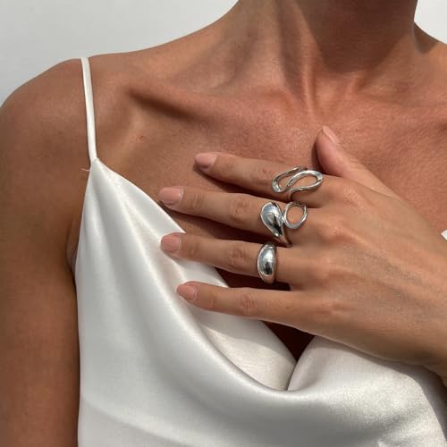Image of Shining Diva Fashion Combo Set Gold and Silver Plated Rings for Women and Girls Stylish