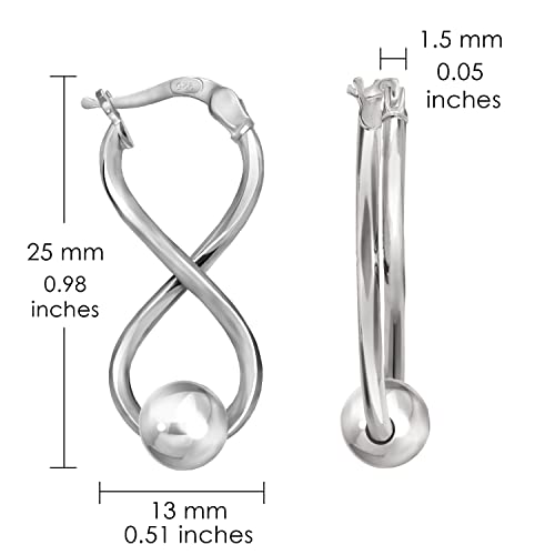 Hoops & Loops 925 Sterling Silver Infinity Figure Eight 8 Bead Twisted Click-Top Drop Earrings For Women #TOP4