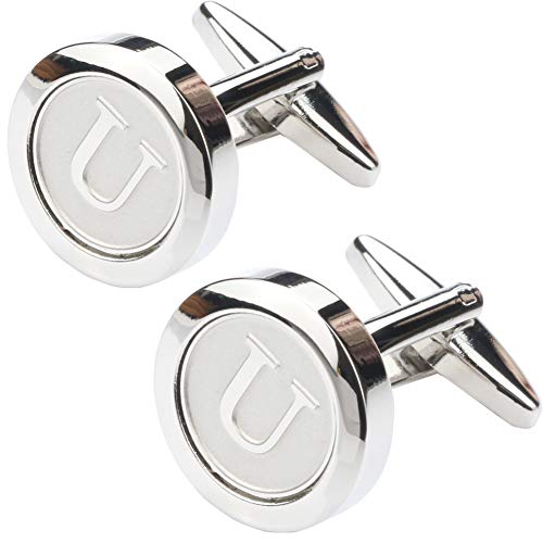 Dannyshi Mens Classic Stainless Steel Initial Cufflinks 26 Alphabet Initial Letter Cufflinks Business Wedding Shirts A-Z