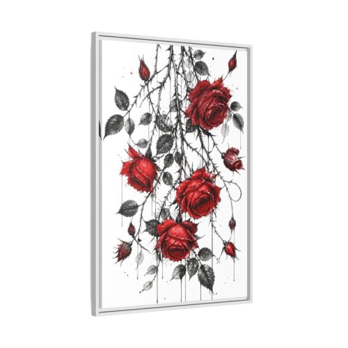 Tableau roses rouges et noires pour habiller un grand mur vide