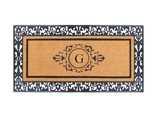 A1HC Natural Coir Monogrammed Doormat for Outside Front Door Mat 30"x60", G