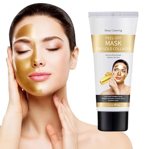 24K Gold Peel Off Mascarillas Facial, Gold Peel Off Mascarilla Facial, Hidratante y Reafirmante, Exfoliante,Reduce Los Poros, Ilumina El Tono De La Piel, Mejora La Sequedad De La Skin 60g