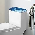 Uorisanigo Dark Blue Marble Toilet Tank Cover Machine Washable Universal Toilet Tank Dust Cover with Elastic Edge for Bathroom Home Indoor Decor Accessories 1 Pcs