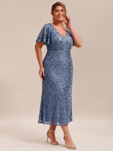 Image of Ever-Pretty Plus Women's Sequin Maxi Plus Size Formal Mother of Bride Dress