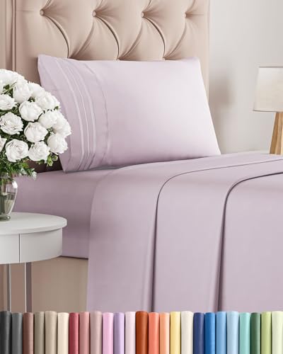 Twin XL Size 3 Piece Sheet Set - Comfy Breathable & Cooling Bed Sheets Set - Hotel Luxury Bedding for Women, Men, Kids, Teens, Boys & Girls - Deep Pockets and Wrinkle Free - Oeko-Tex - Light Lavender