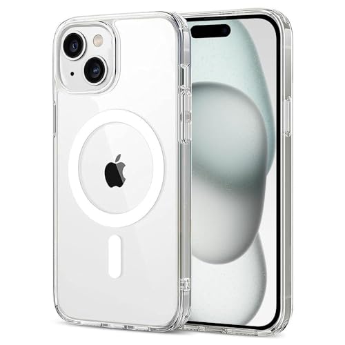 Image of DARKFIT Back Cover Case Compatible with iPhone 15 Plus | White Mag-Safe Magnetic Cover | TPU Ultra Hybrid | Camera Bump Protection | Compatible with Wireless Charging | Color Clear | Pack of 1