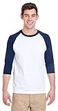 Gildan Mens Heavy Cotton ¾-Sleeve Raglan G570 -WHITE/NAVY M