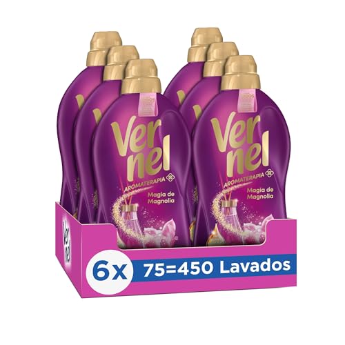 Vernel Aromaterapia Magia de Magnolia (75 lavados), Suavizante para todo tipo de tejidos, Perfume duradero con aceites esenciales