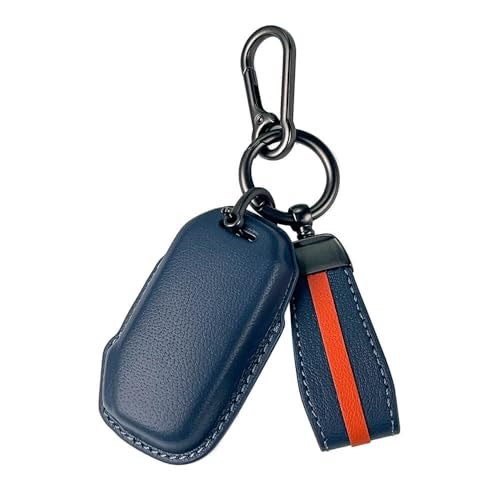 Image of Keyzone Royal Leather Key Cover for Kia Carens Clavis, Seltos, Sonet, Carens 2023 Onwards 4 Button Smart Key(Compare Key Shape and Buttons Before Placing Order) (Celestial Blue)