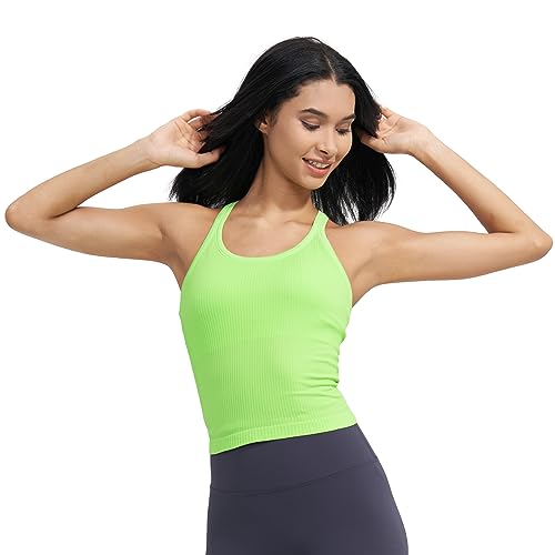 Image of sphinx cat Womens Ribbed Workout Crop Tops with Built in Bra Yoga Racerback Tank Top Slim Fit