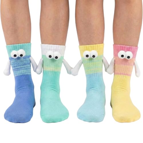 YKW Magnetic Holding Hands Socks, Funny Matching Socks That Really Hold, Novelty Holiday Gifts for Couples Friends