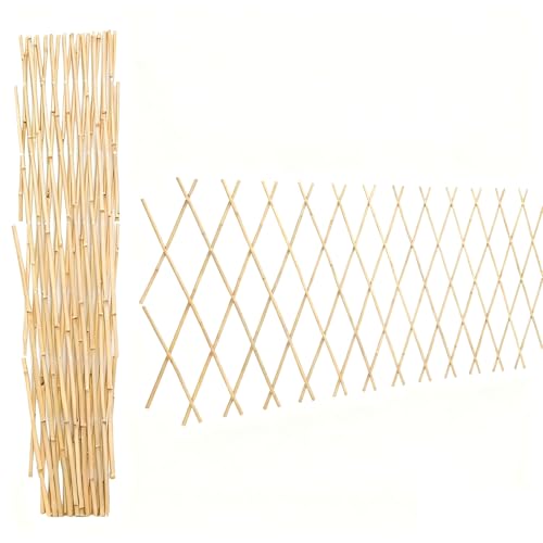 Sprigra Bamboo Trellis 36x92 Inch Expandable Fence 3ft by 8ft Outside Lattice Fence Reusable Decorative Fence for Climbing Plants Support or Outdoor Yard
