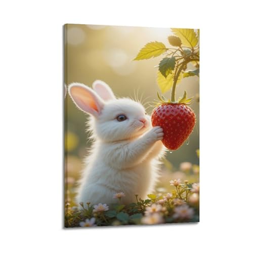 Poster mural artistique lapin blanc ZHOUKEG au rendu haut de gamme