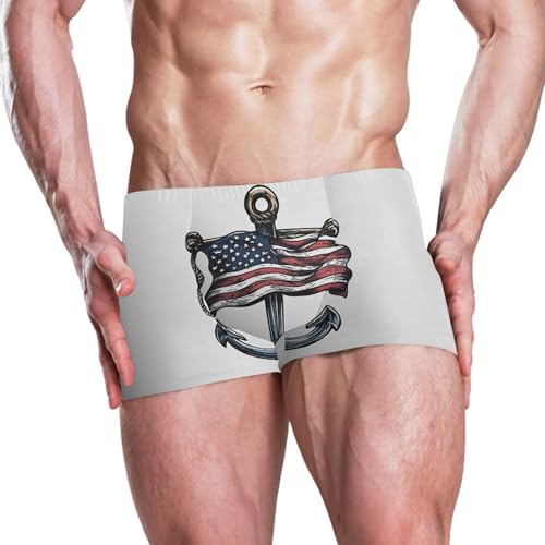 American Flag Anchor Mens Swim Trunk Swimwear Bathing Suit Swim Brief Square Leg Board Short S S04069222