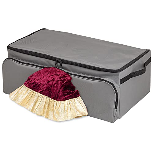 Premium Christmas Ornament Storage Box - Hold Up To 72 - 3 Inch Ornaments, + 6 Side Slots For Figurines, Nutcrackers, Etc. Holiday Decoration Organizer - Quality 600D Canvas For Durability - Grey #TOP3