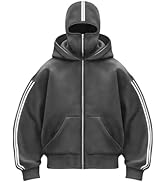 Chaos World Mens Balaclava Hoodie Double Hooded Zip Jacket Spring