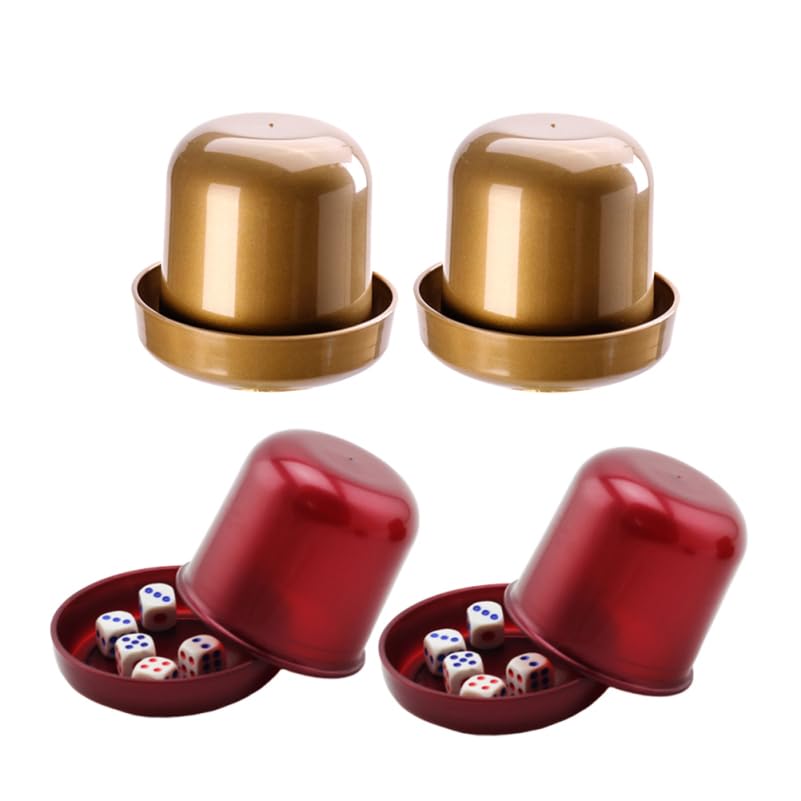 VICASKY 4 Set Dice Cups for Party Games, Compact 3.4 Inch Plastic Dice Shakers for Home Pub