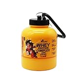 Omana Protein Pulver Behälter Trichter, Tragbare Nahrungsergänzungsmittel Pulver Aufbewahrung mit Schlüsselanhänger für Reisen Gym Workout Fitness, 200ml, 60g, Gelb