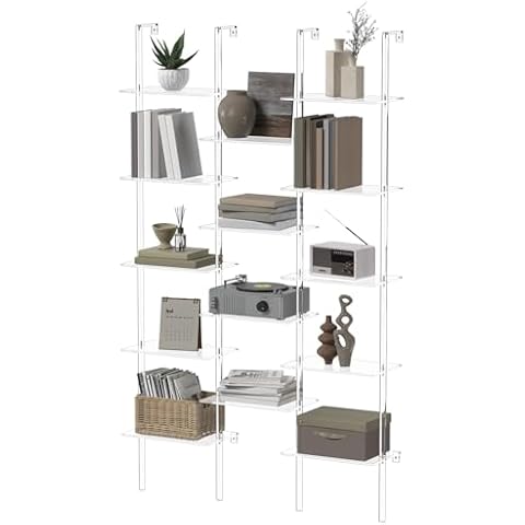 CRTERICX 5-Tier Acrylic Wall Bookshelf Cover