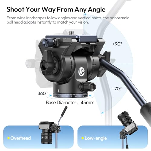 Image of ULANZI Ombra Video Ⅱ Camera Tripod with Fluid Head, 61.5 inch Travel Tripod with 360 Rotated Arca Quick Release Plate, Portable Stand for Phone Camera Vlogging Video Shooting with Carry Bag Phone Clamp