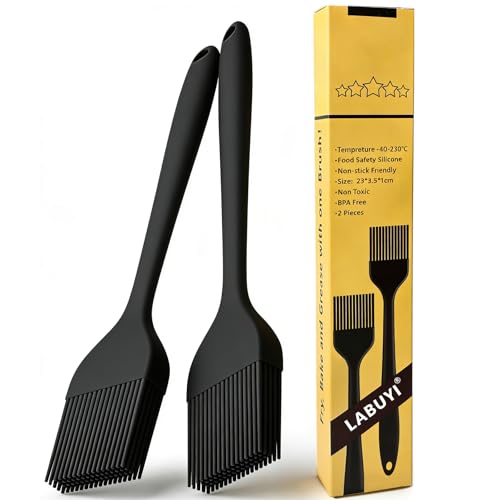 2 Stück 21cm Backpinsel,Silikonpinsel,Backpinsel Silikon,Silikonpinsel Küche,Pinsel Küche,Silikon...