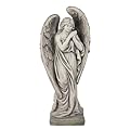 Outdoor Statues Angel Décor Garden Statue - 34 inch Large Garden Angels Outdoor Religious Statues Catholic Resin Concrete Finish Yard Patio Deck Home Entryway Hallway Sculpture 13.7 * 9.8 * 34 Inch