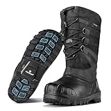 FREE SOLDIER Snow Boots for Men Waterproof Anti-slip 3M Lining Lightweight Tall Outdoor Warm Winter Work Boots (Black 10)