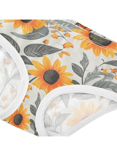 ZZKKO Butterfly Sunflower and Watercolor Grey Girls Underwear Toddler Panties for Girls Comfort Brief Size 2-8T4