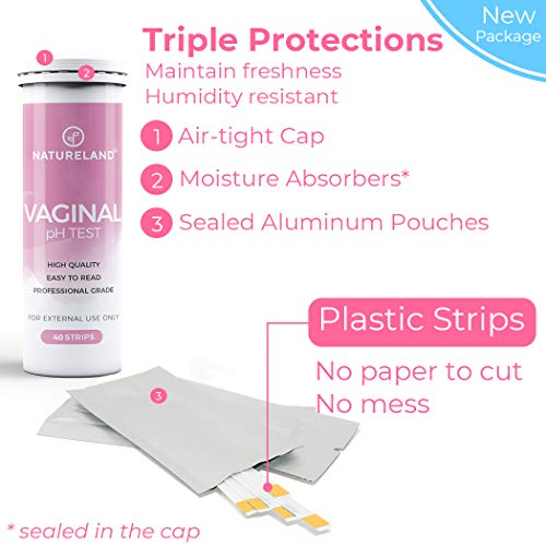 natureland vaginal health ph test strips feminine ph test value pack  monitor vaginal intimate health amp prevent infection  accurate acidity amp alkalinity balance 10 strips