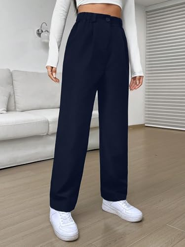Women's Work Casual Pants Pleated Straight Leg Pants for Business4
