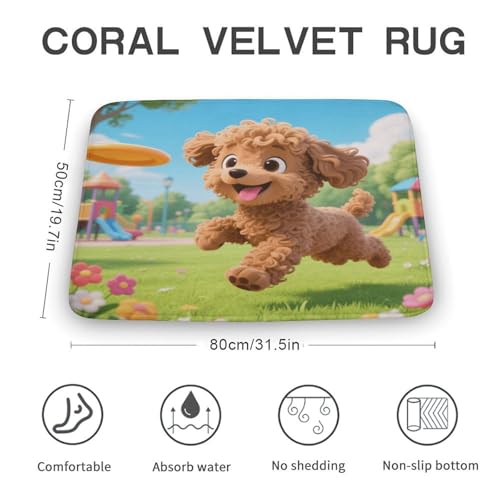 Alfombra de baño absorbente y esponjosa de cachorro jugando 4