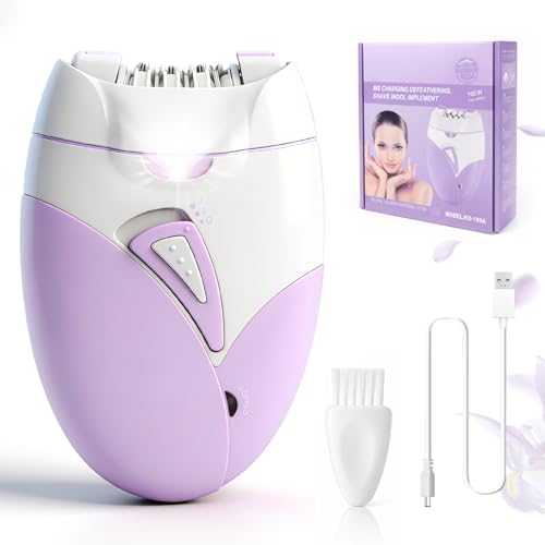 Epilator for Women, Cordless Electric Lady Face Shaver Mini Epilator with LED Light, Facial Epilator with 2 Speed, Rechargeable Trimmer Epilator Smooth Bikinis Trimmer Body Arm Leg Underarm