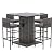 SoarFlash 5 Piece Rattan Patio Bar Set,Wicker Conversation Set Outdoor Furniture Set with Storage Shelf,4 High Stools,Dining Table for Poolside,Garden and Backyard,Grey